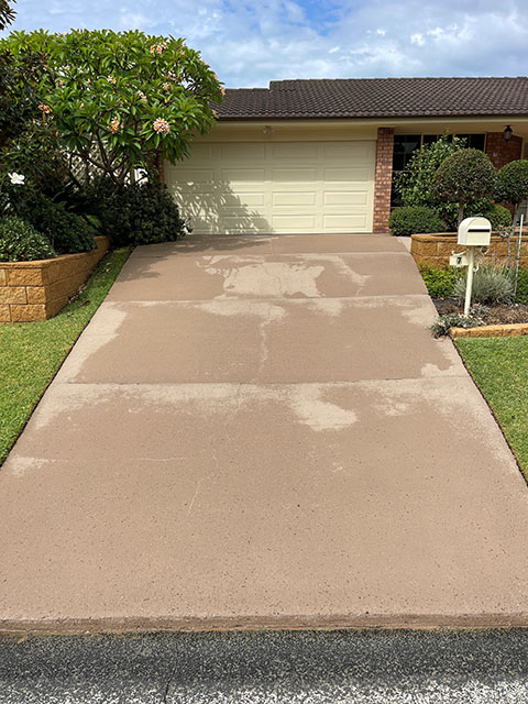 Hot Water Pressure Cleaning Concrete Driveway After